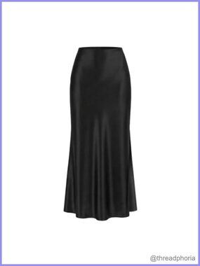 Satin Maxi Skirt High Waisted A-Line Flowy Long Skirt